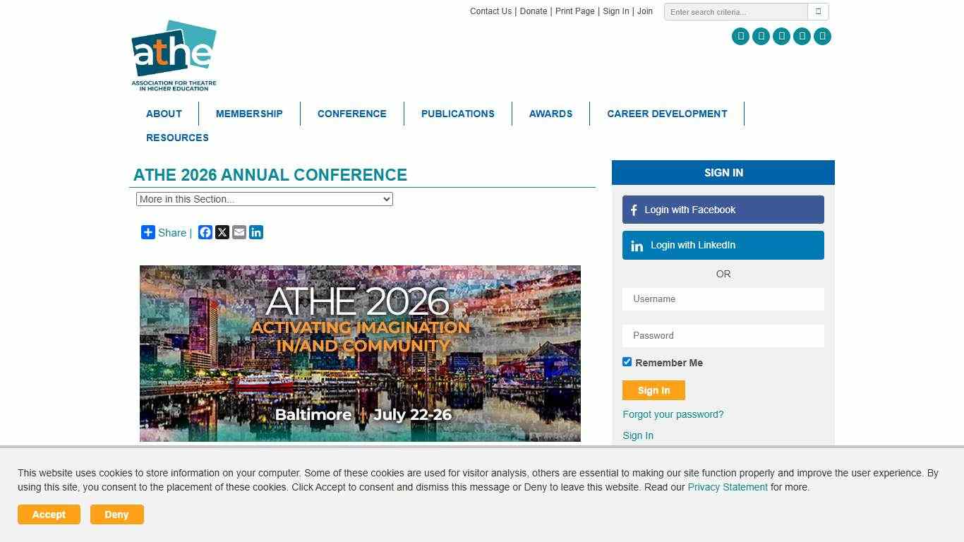 Association for Theatre in Higher Education - 2026 Annual Conference Call