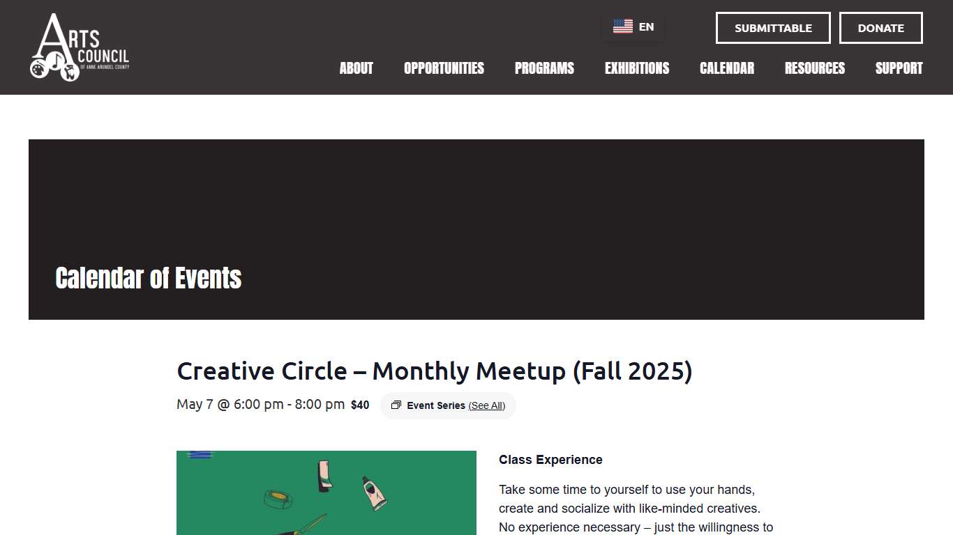 Creative Circle - Monthly Meetup (Fall 2025) - Arts Council of Anne Arundel County